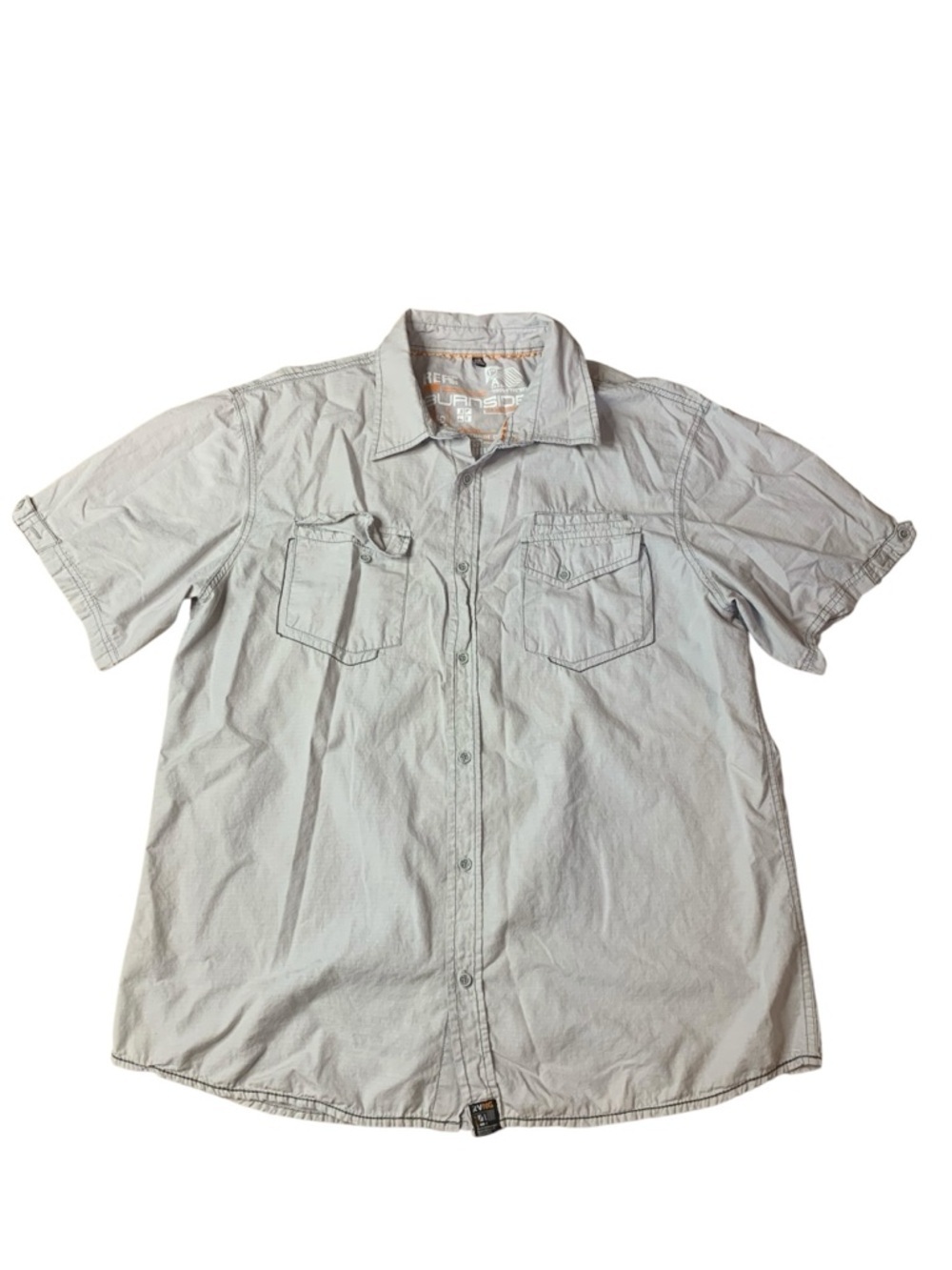 Burnside Men’s Grey Short Sleeve Button Down Shirt - 2XL